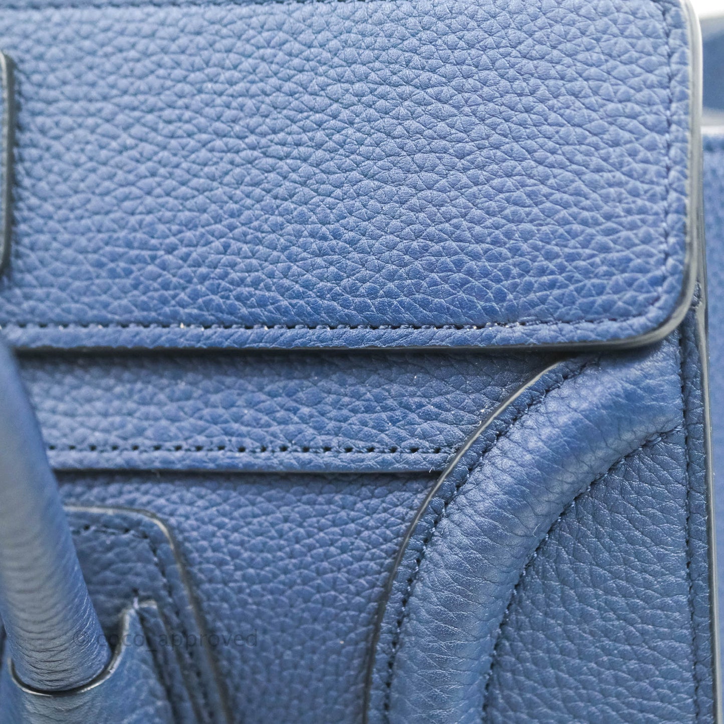 Celine Micro Luggage Handbag Navy Grained Calfskin Gold Hardware