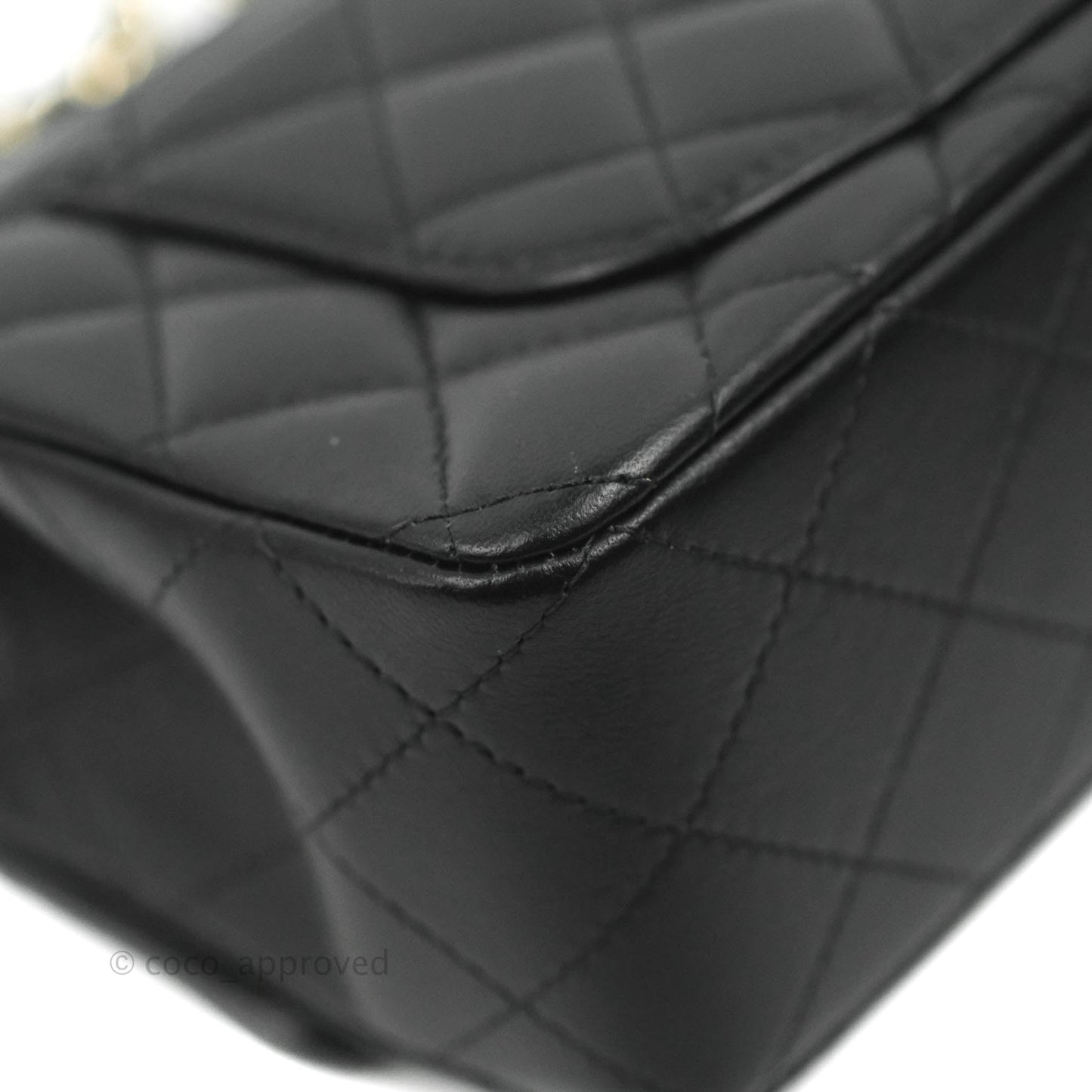 Chanel Top Handle Mini Rectangular Flap Bag Black Lambskin Gold Hardware
