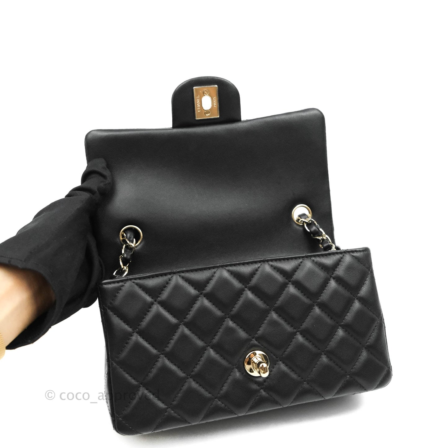 Chanel Quilted Mini Rectangular Lambskin Black Gold Hardware