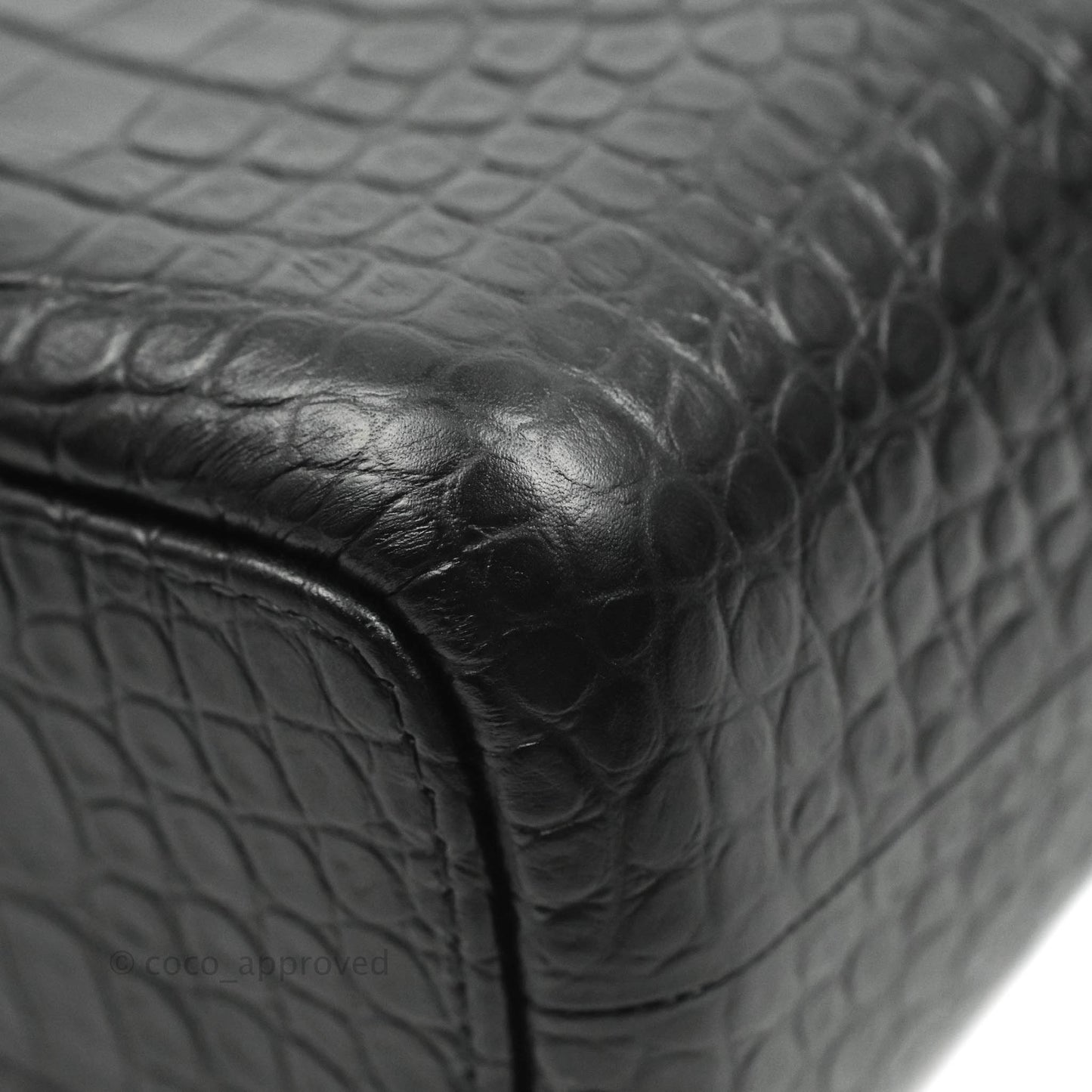 Chanel Large Gabrielle Hobo Crocodile Embossed Black Calfskin