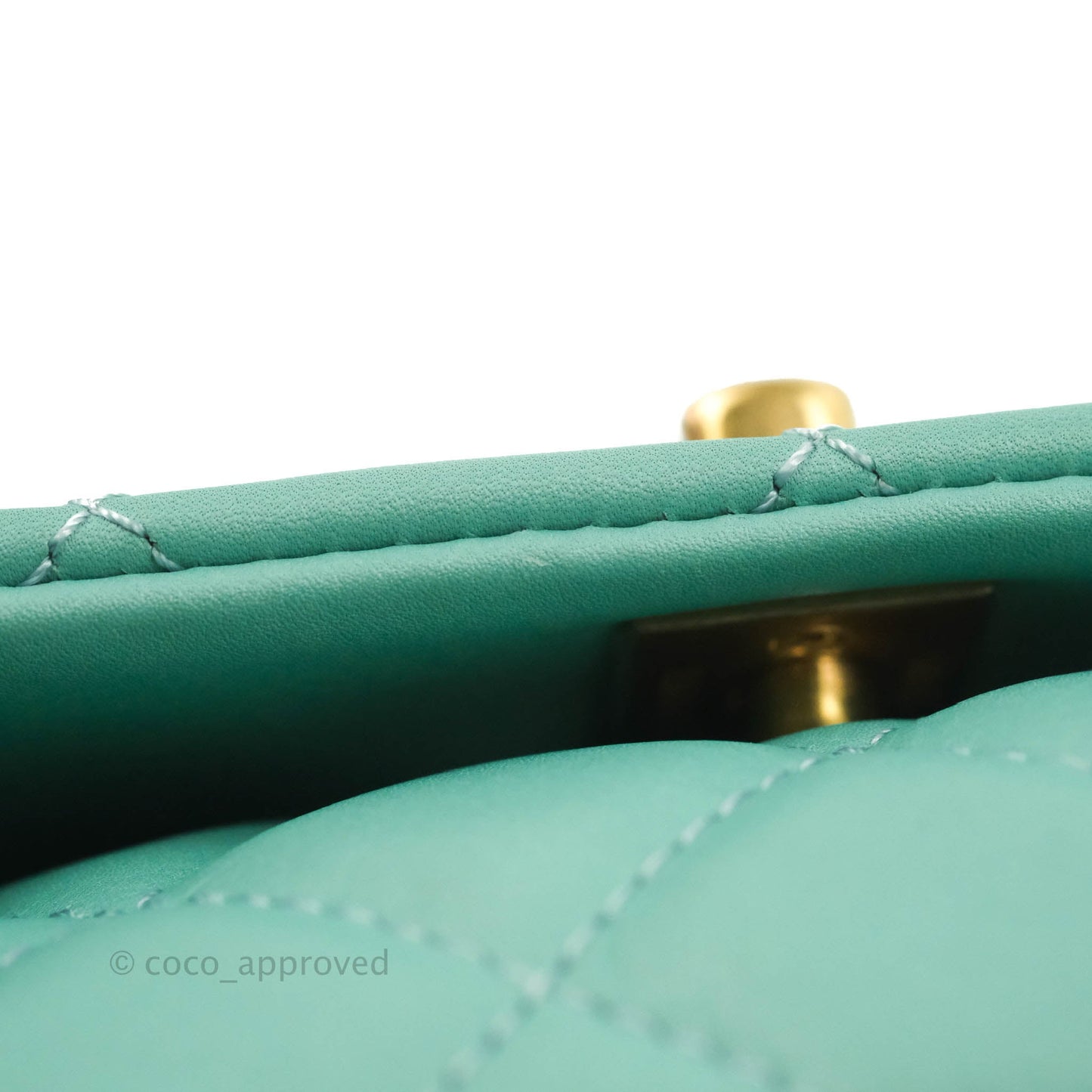 Chanel Quilted Small Day Trip Tiffany Blue Green Lambskin Aged Gold Hardware