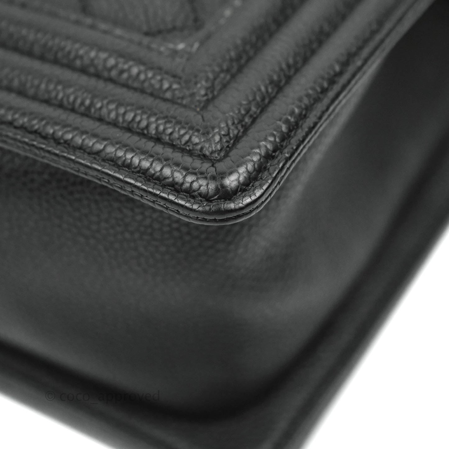 Chanel Medium Boy Quilted Black Caviar Aged Gold Hardware