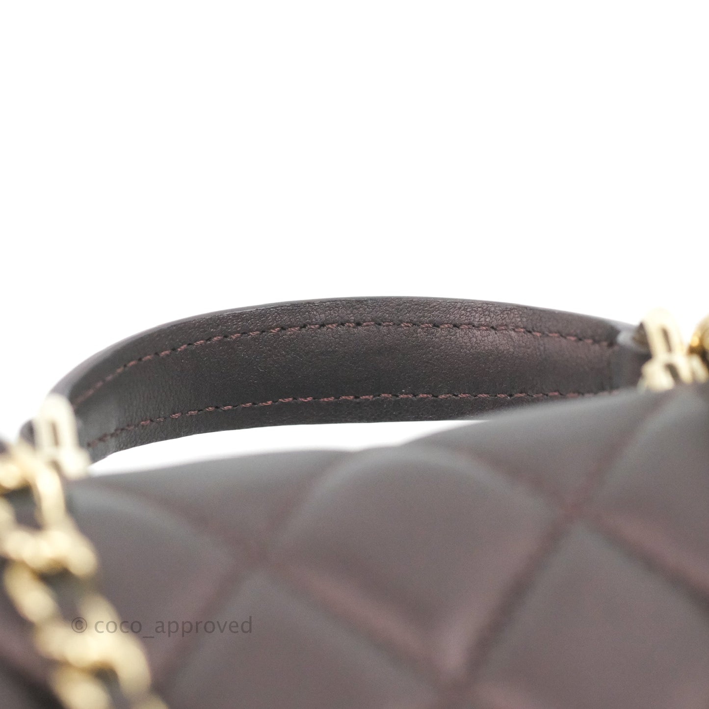 Chanel Mini Handle Clutch With Chain Iridescent Purple Lambskin Gold Hardware