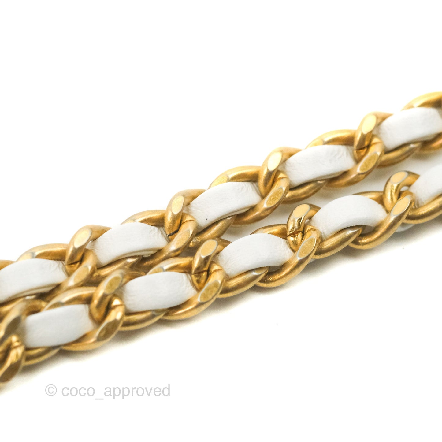 Chanel Mini Square Pearl Crush Quilted White Lambskin Aged Gold Hardware