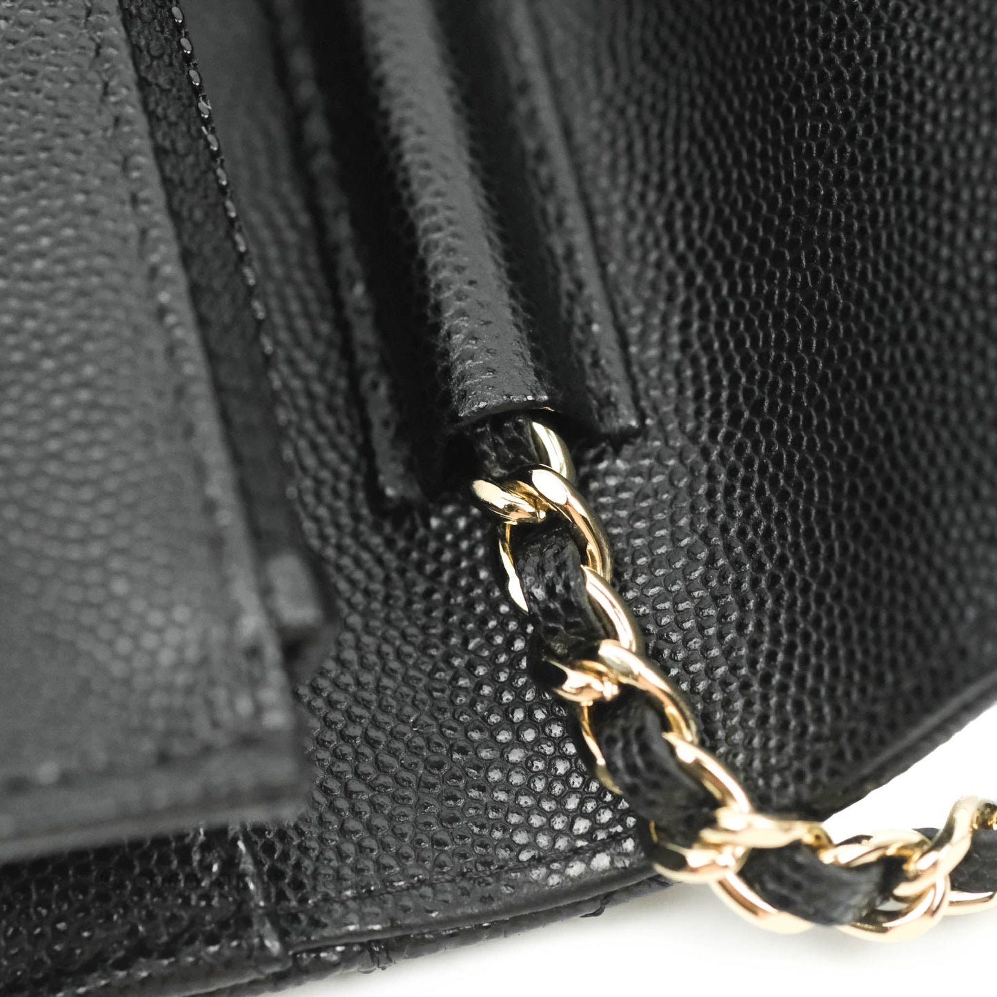 Chanel Quilted WOC Black Caviar Gold Hardware With Charms