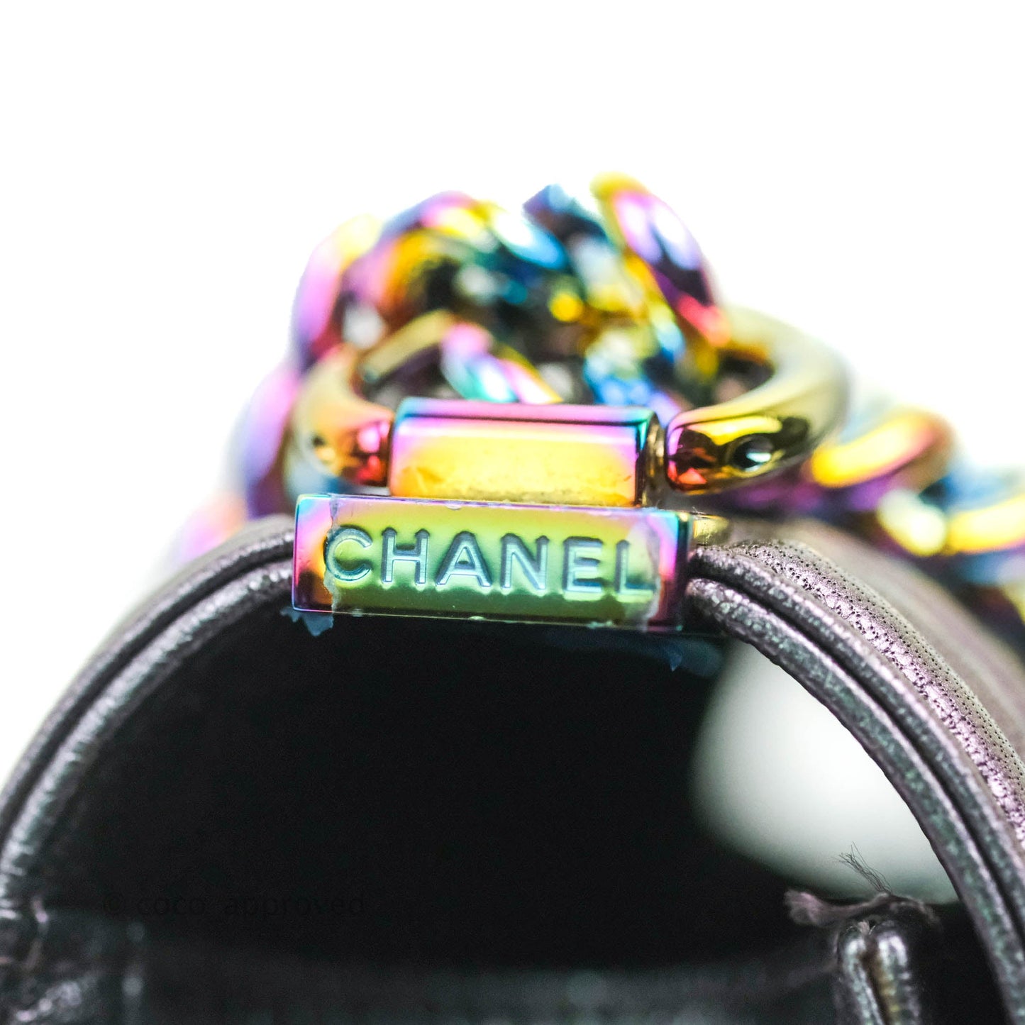Chanel Medium Boy Bag Iridescent Purple Calfskin Mermaid Rainbow Hardware
