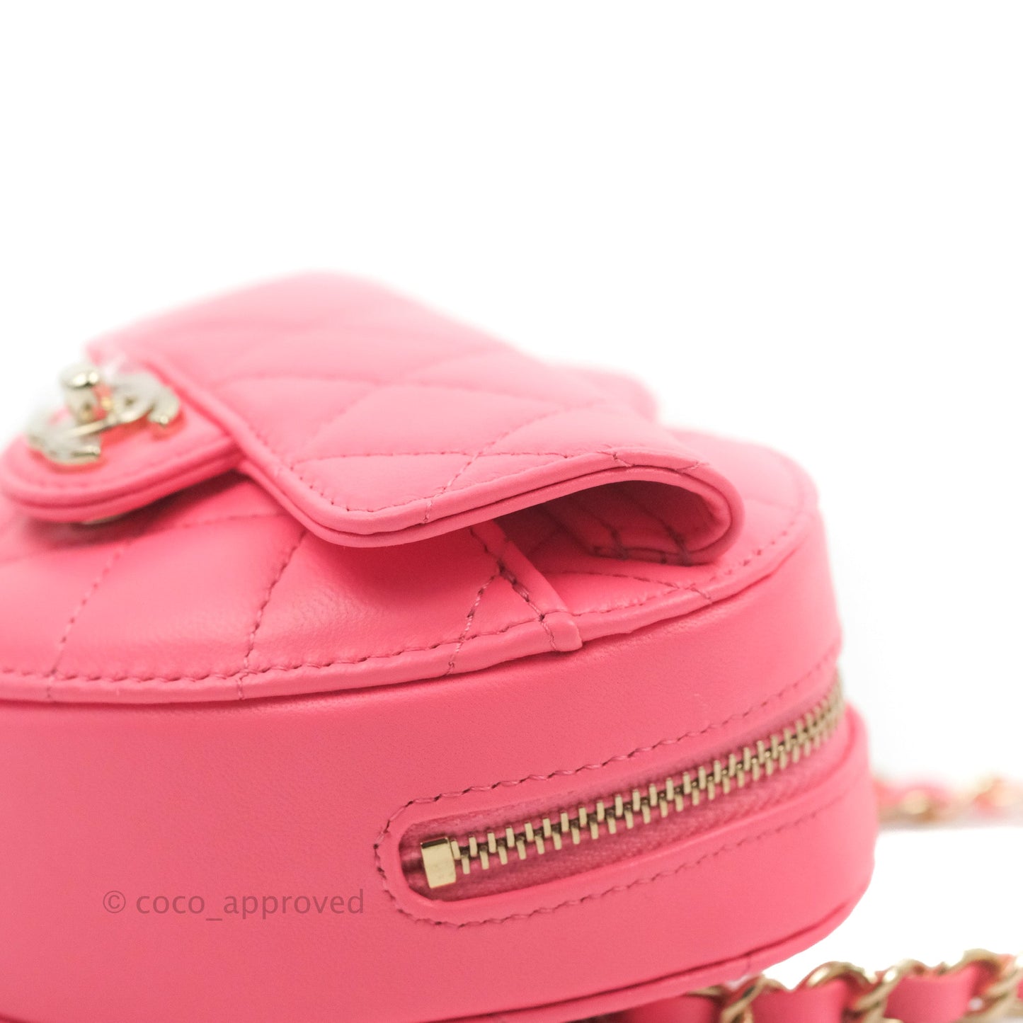 Chanel Mini Heart Belt Bag Pink Lambskin Gold Hardware 22S