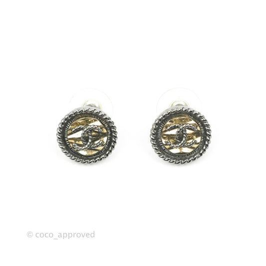 Chanel CC Round Earrings Gold & Gun Metal 17S