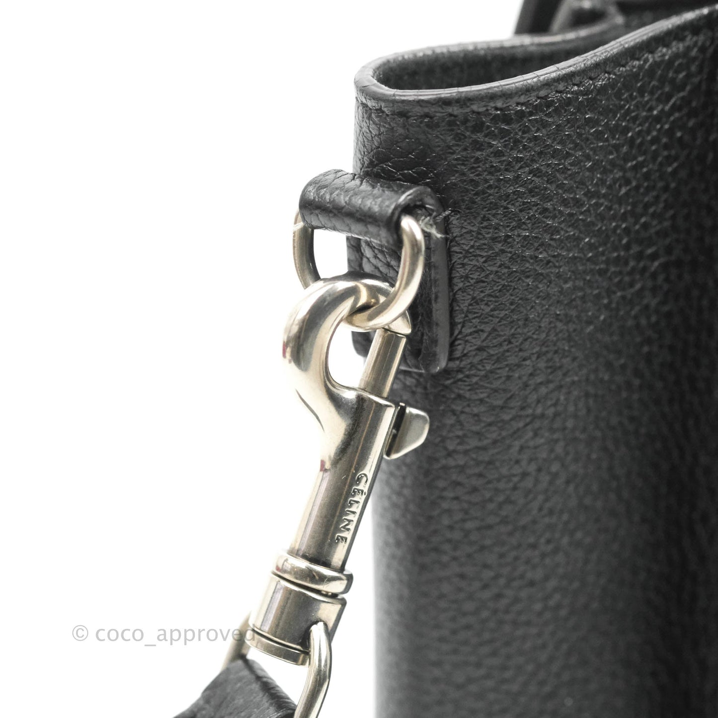 Celine Nano Luggage Black Drummed Calfskin Silver Hardware