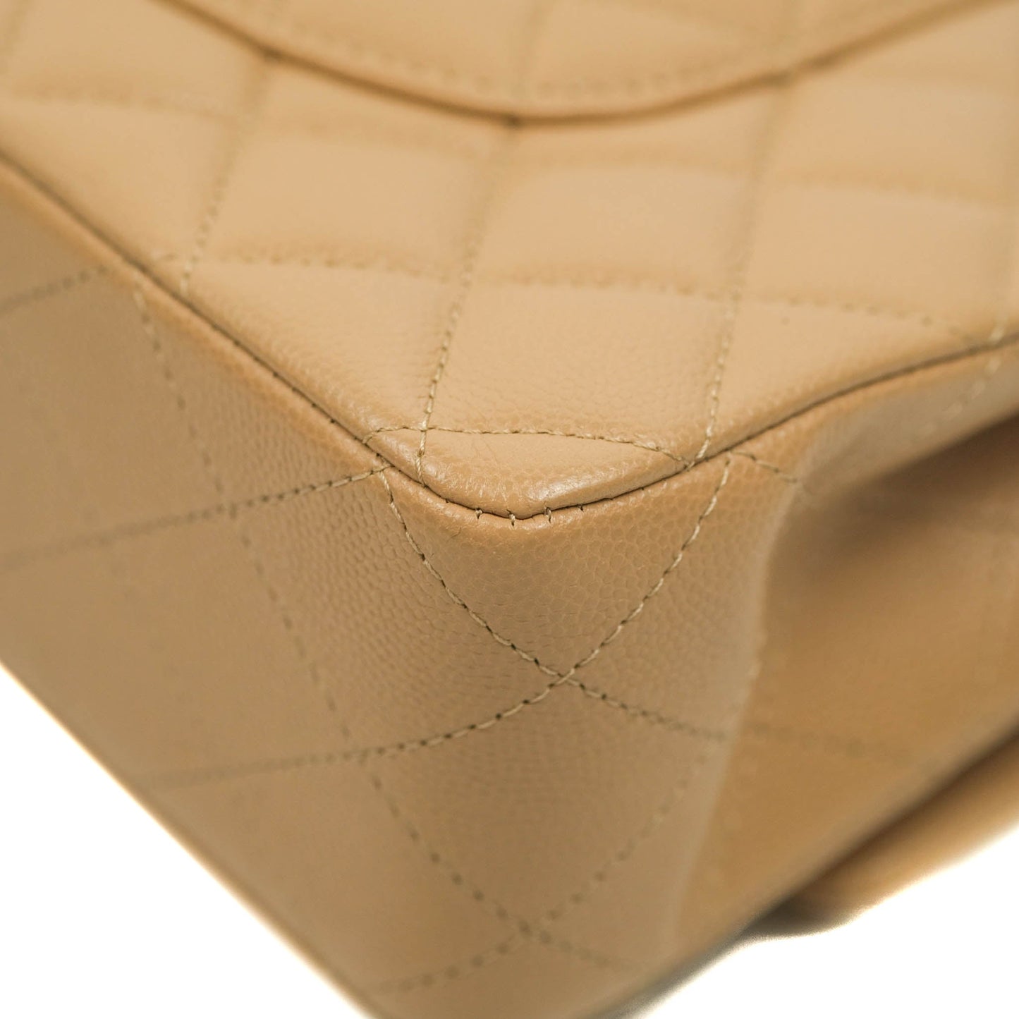 Chanel Classic M/L Medium Double Flap Dark Beige Caviar Gold Hardware 19B