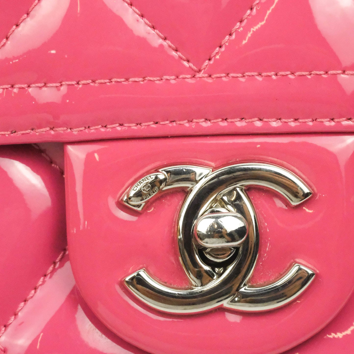 Chanel Coco Shine Small Flap Quilted Patent Calfskin Pink Silver Hardware