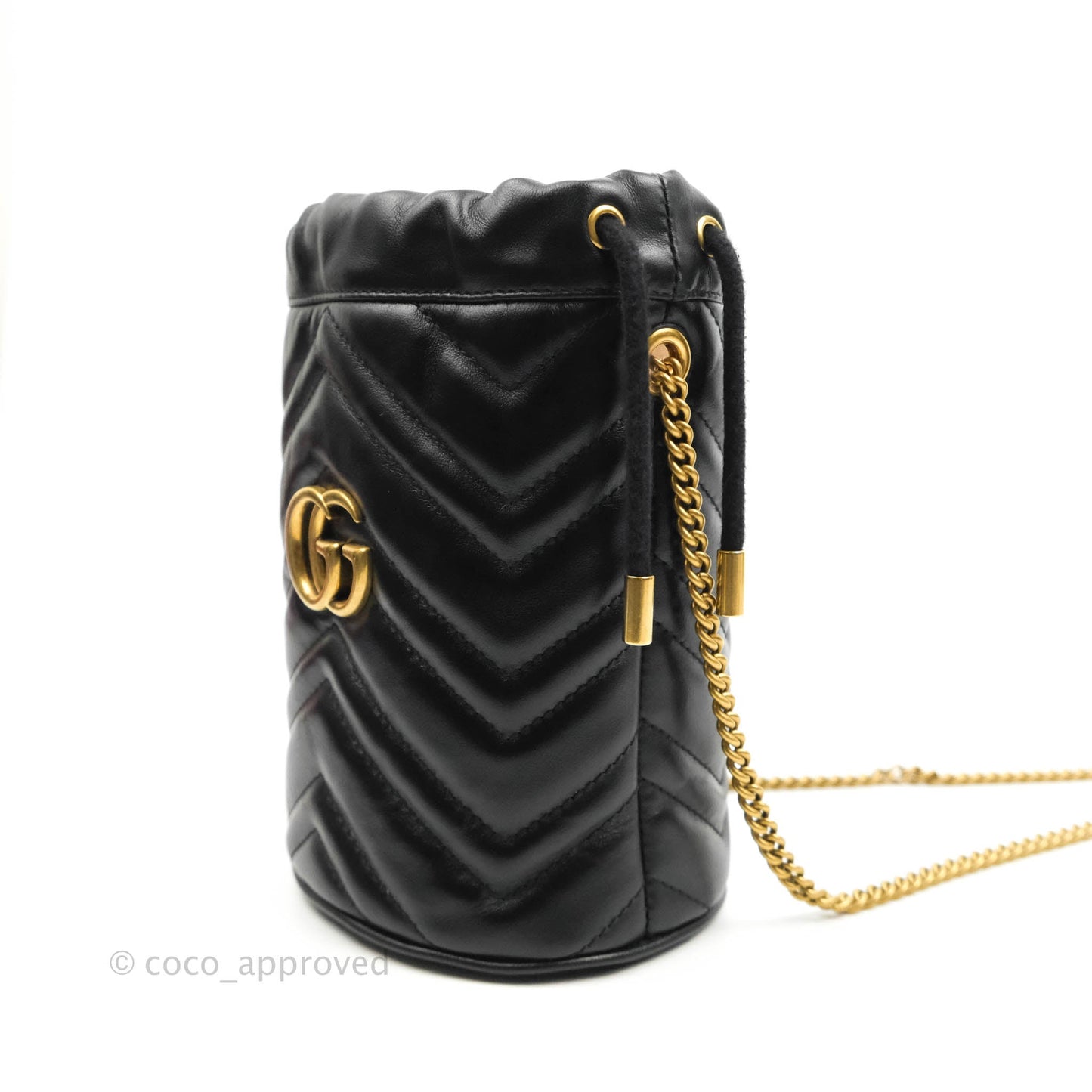 Gucci GG Marmont Mini Leather Bucket Bag Black