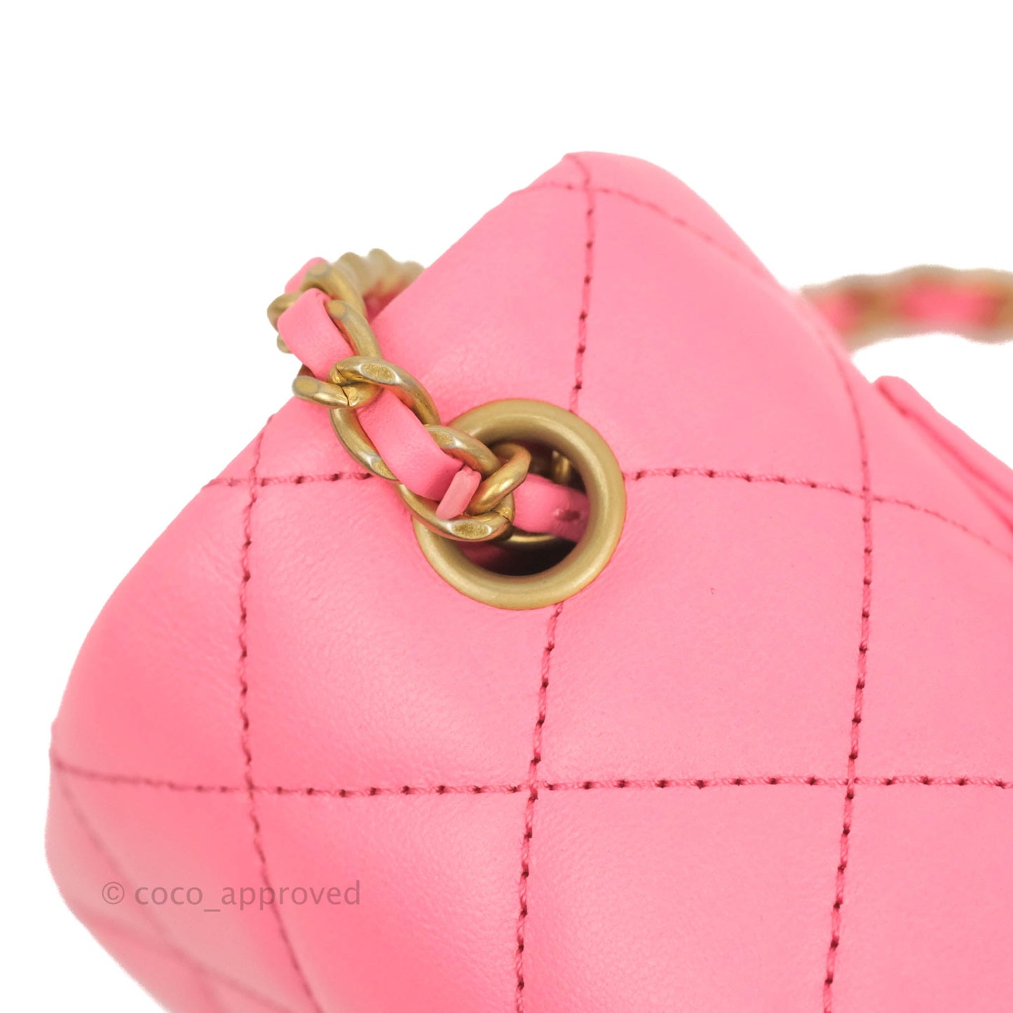 Chanel Mini Rectangular Pearl Crush Quilted Pink Lambskin Aged Gold Hardware