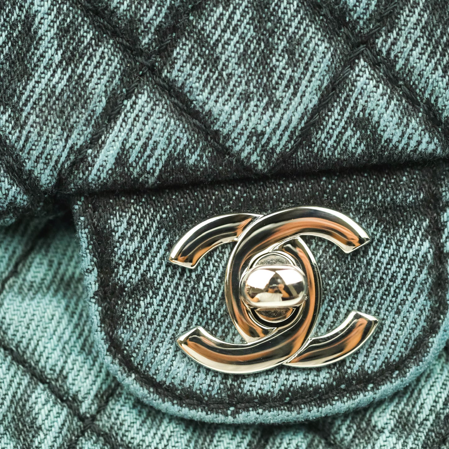Chanel Denimpression Quilted Small Flap Green Black
