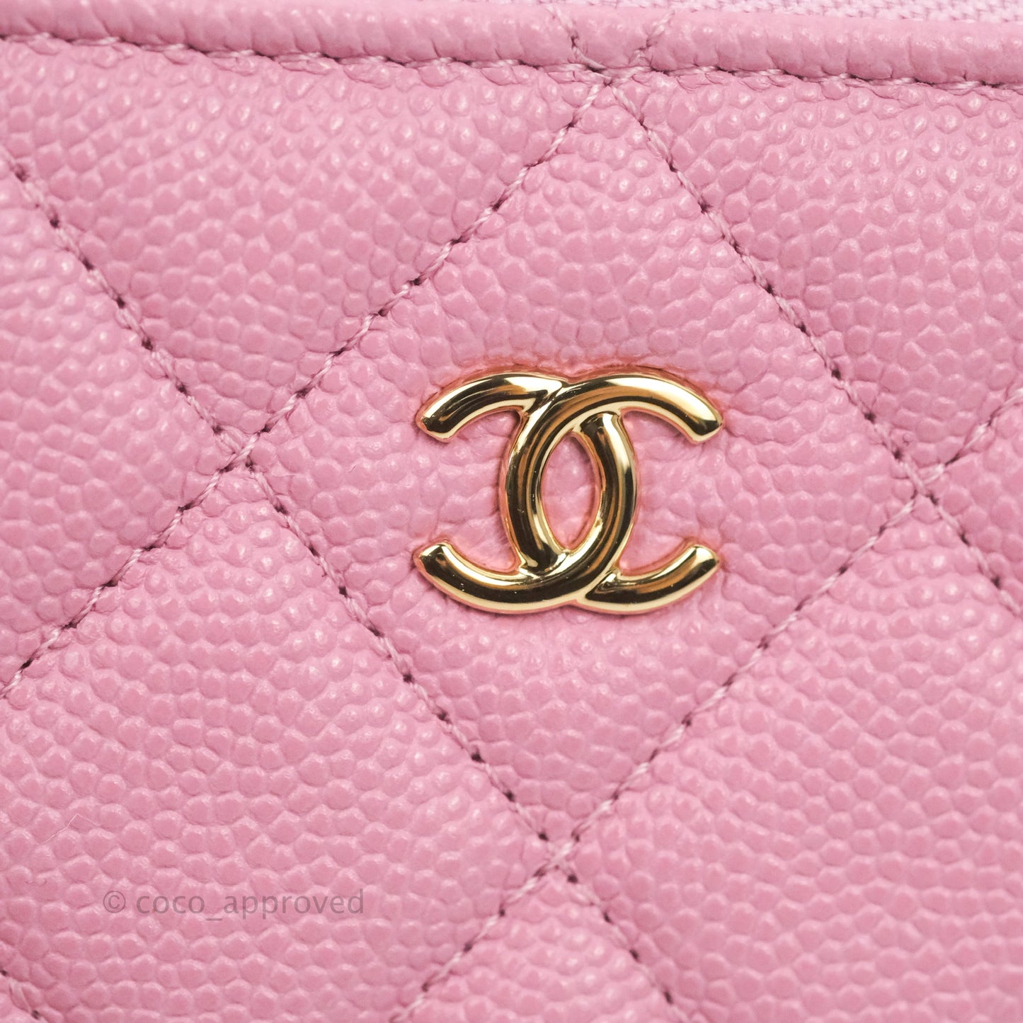 Chanel Quilted Mini O Case Light Pink Caviar Gold Hardware