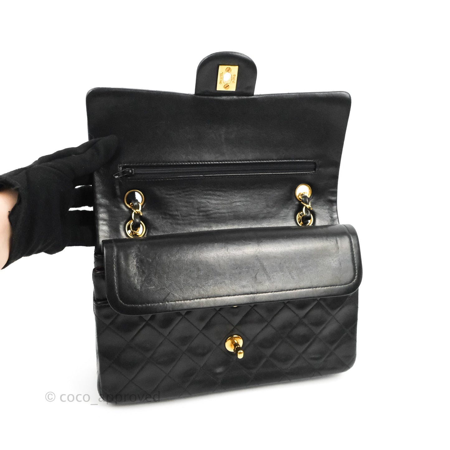 Chanel Classic Vintage Medium Flap Black Lambskin 24K Gold Hardware