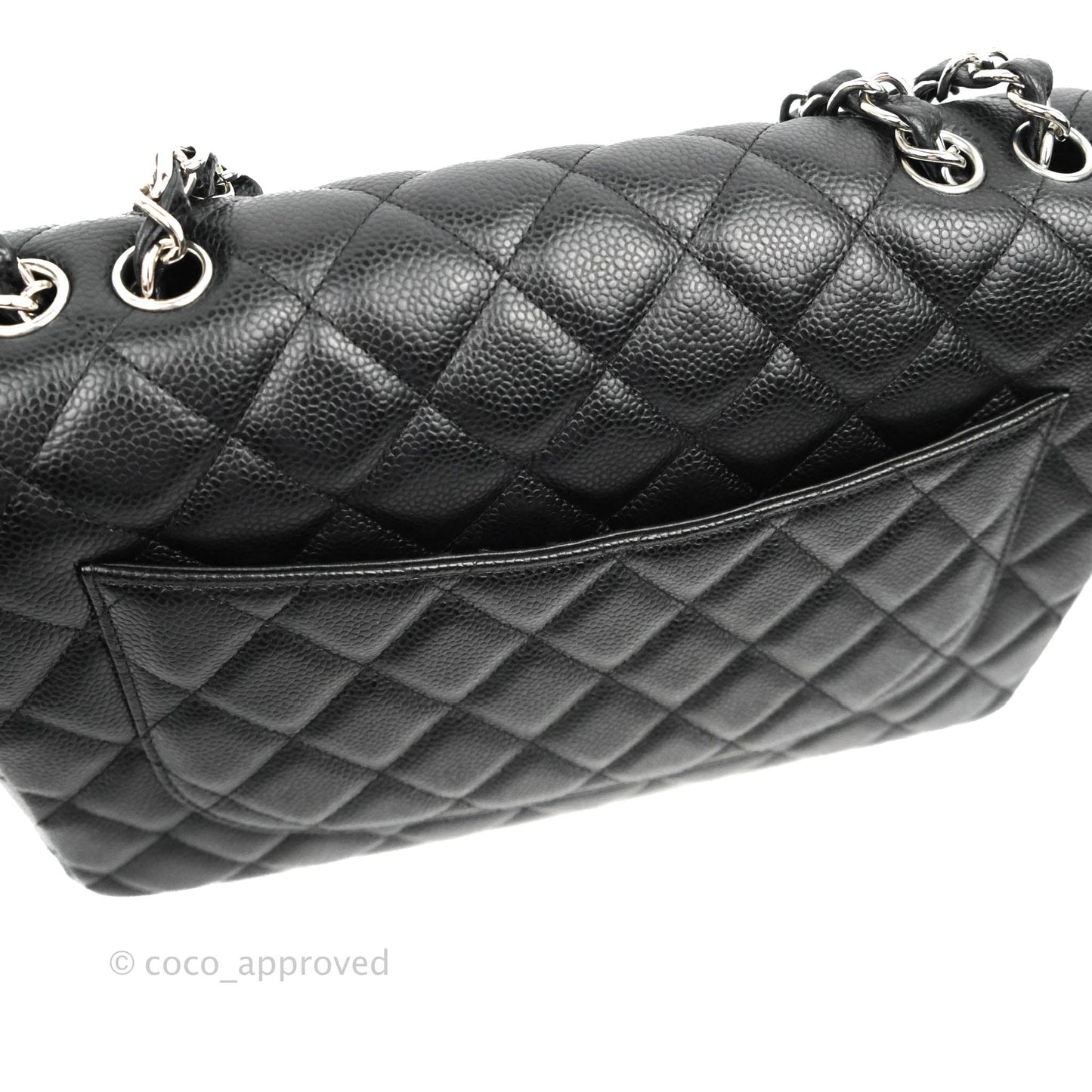Chanel Jumbo Single Flap Black Caviar Silver Hardware⁣⁣
