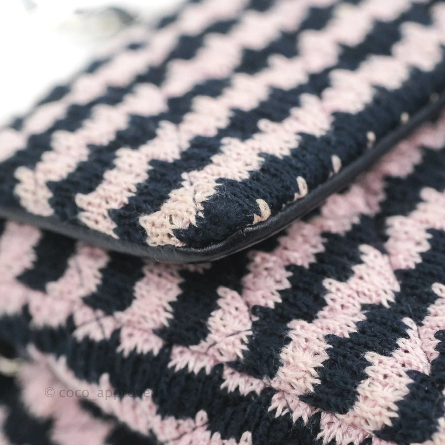 Chanel Mini Rectangular Flap Bag Navy Pink Striped Tweed Silver Hardware