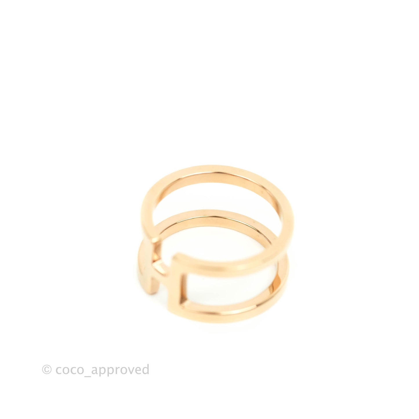 Hermès H en Rond Scarf Ring Brass in Rose Gold Tone