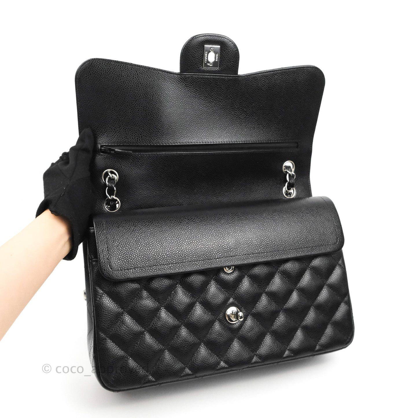 Chanel Jumbo Double Flap Black Caviar Silver Hardware⁣⁣
