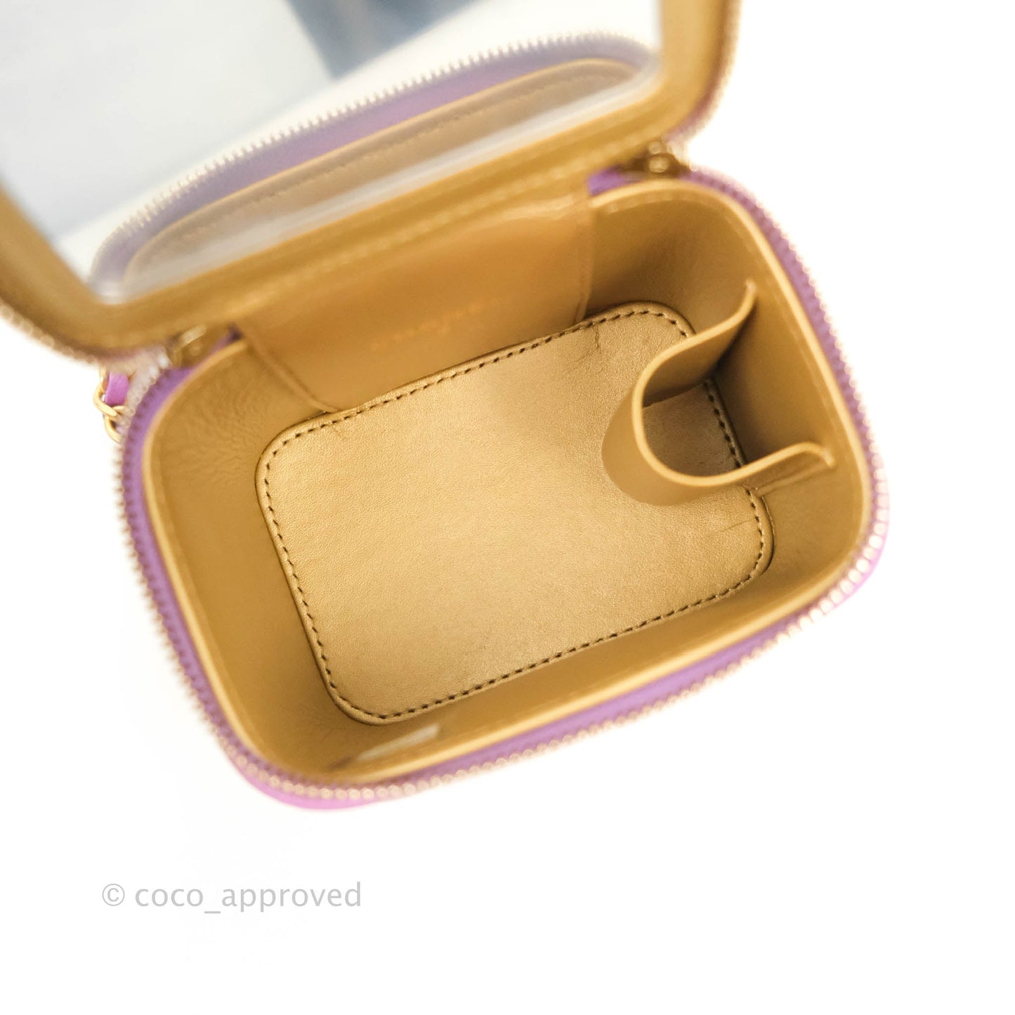 Chanel Classic Mini Pearl Crush Vanity With Chain Purple Lambskin Aged Gold Hardware