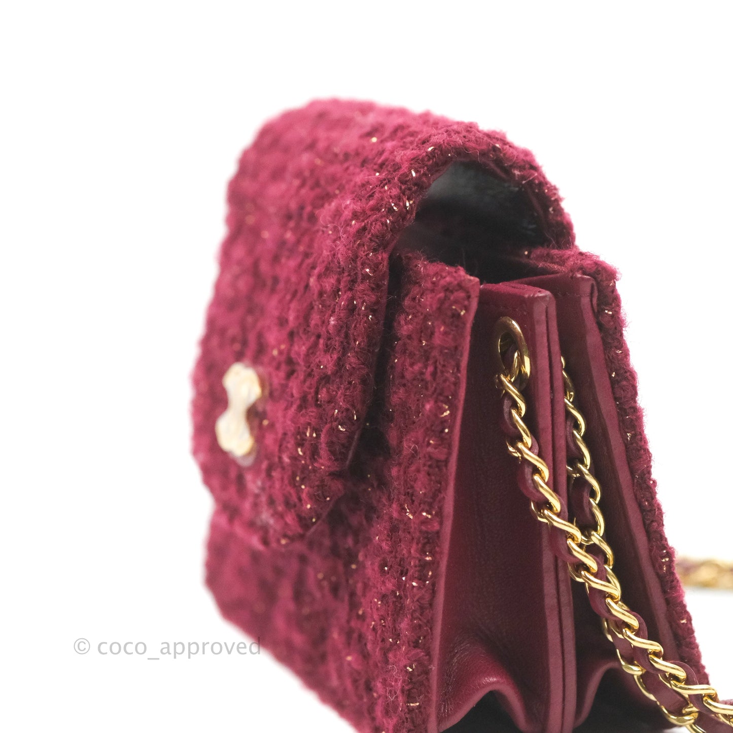 Chanel Clutch With Chain Red Tweed