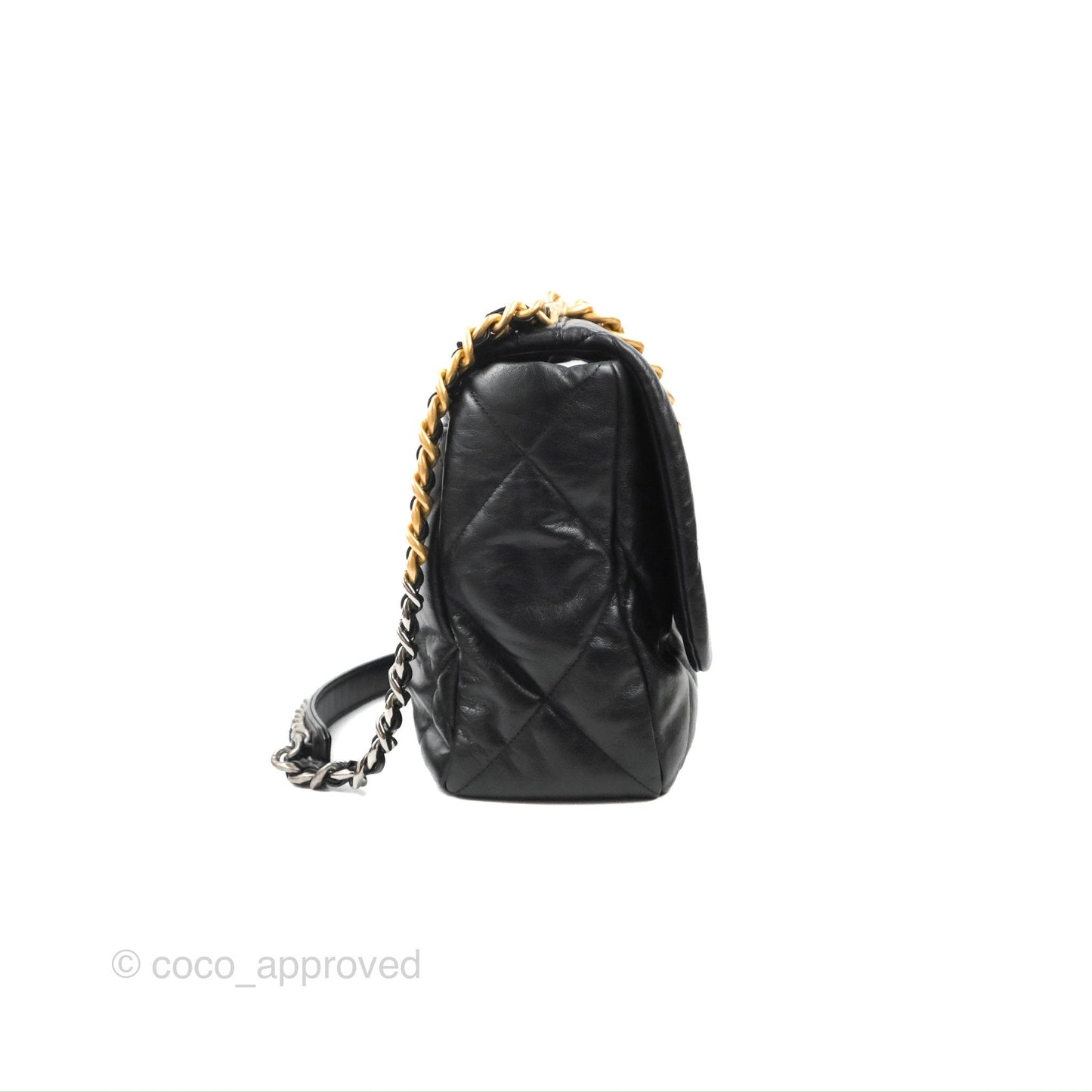 Chanel 19 Maxi Flap Bag Black Goatskin Mixed Hardware
