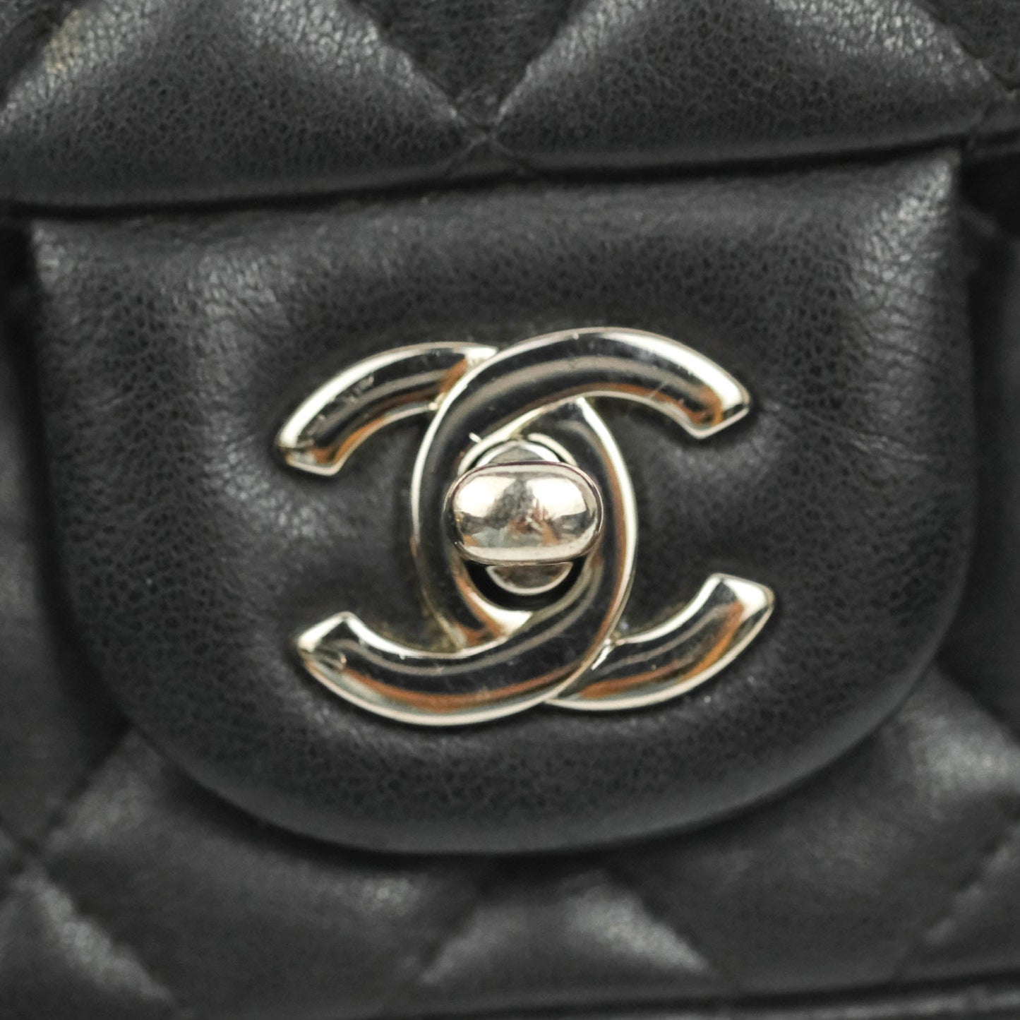 Chanel Quilted Extra Mini Rectangular Flap Black Lambskin Silver Hardware
