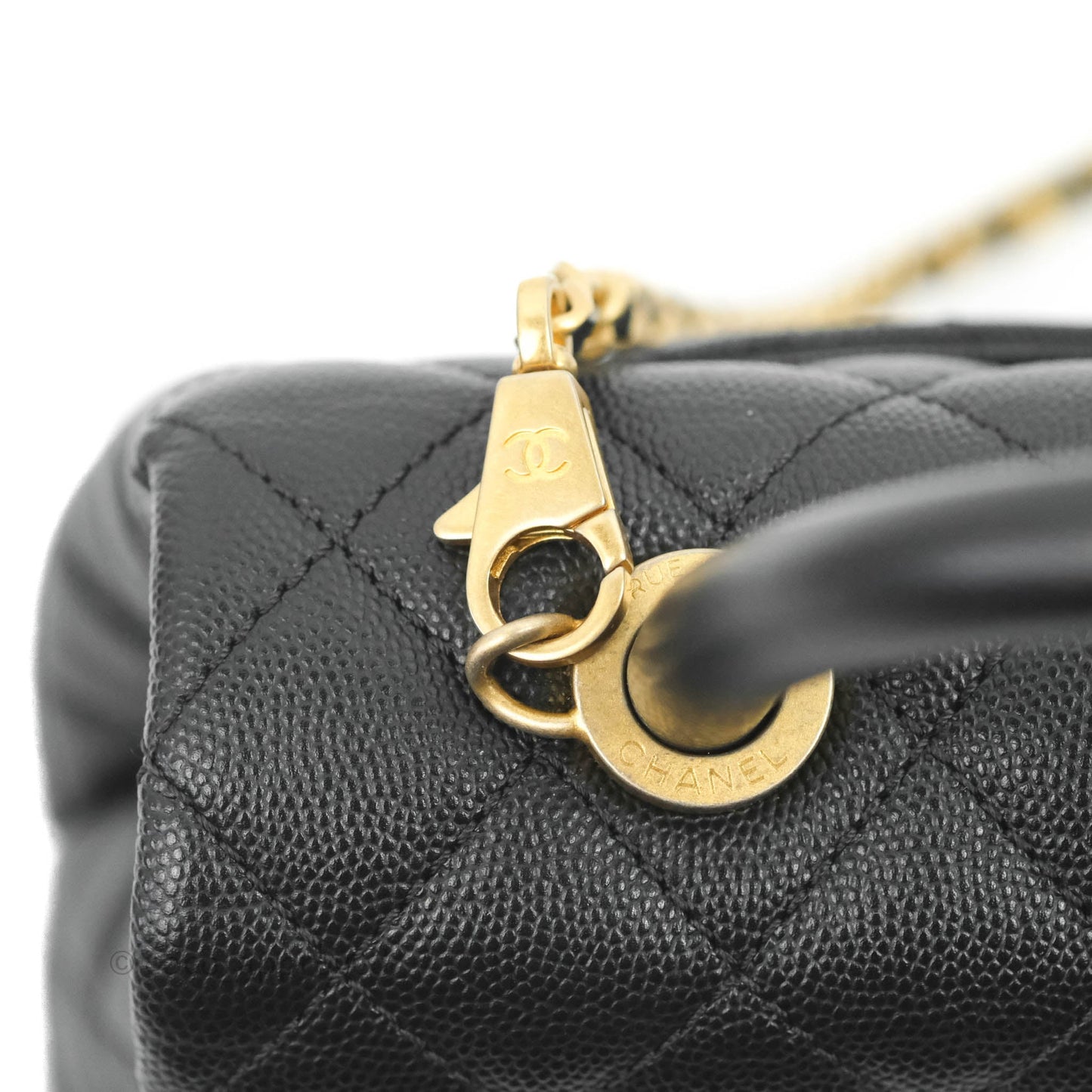 Chanel Small Coco Handle Black Caviar Aged Gold Hardware