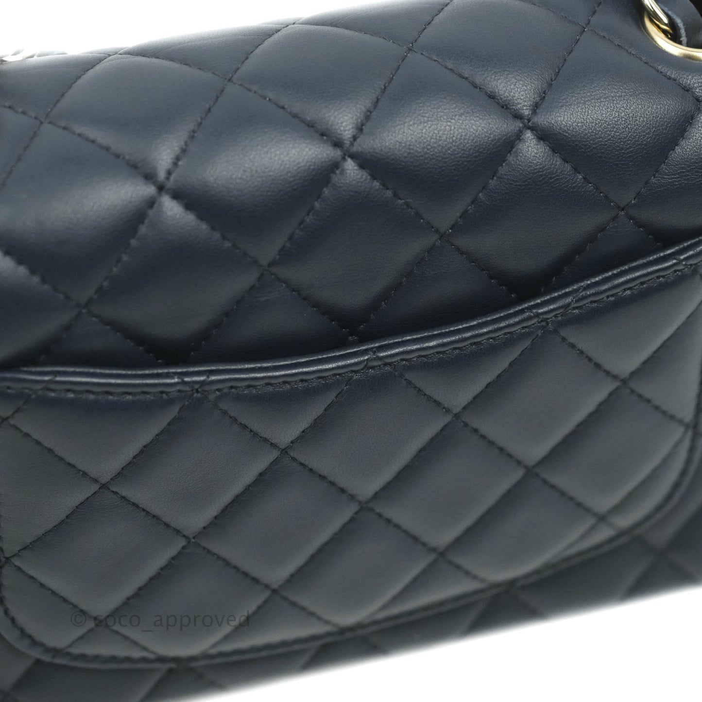 Chanel Quilted Mini Rectangular Flap Navy Lambskin Gold Hardware