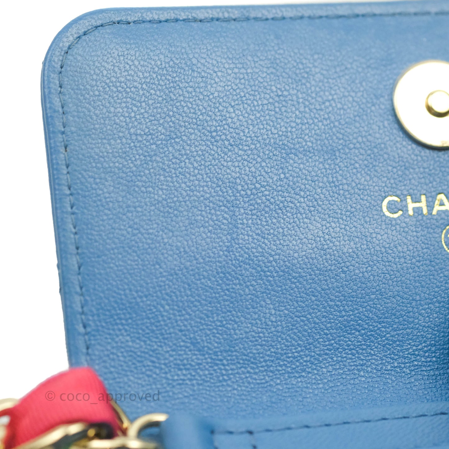 Chanel Ribbon Belt Bag Blue Lambskin Gold Hardware