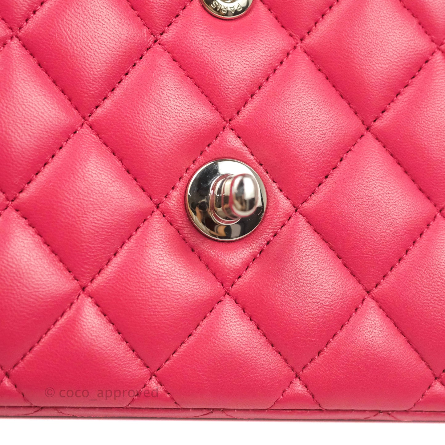 Chanel Classic Quilted M/L Medium Flap Dark Pink Lambskin Silver Hardware