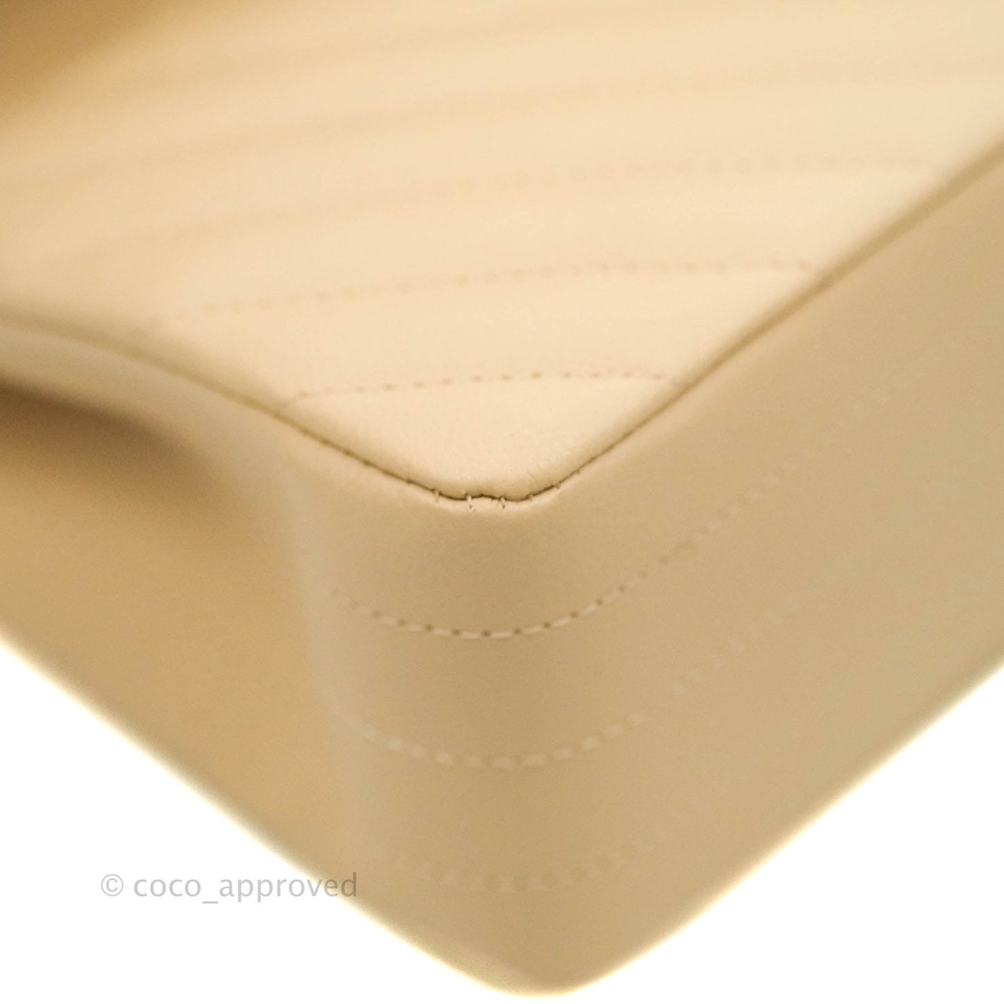 Chanel Classic S/M Small Double Flap Chevron Beige Caviar Gold Hardware