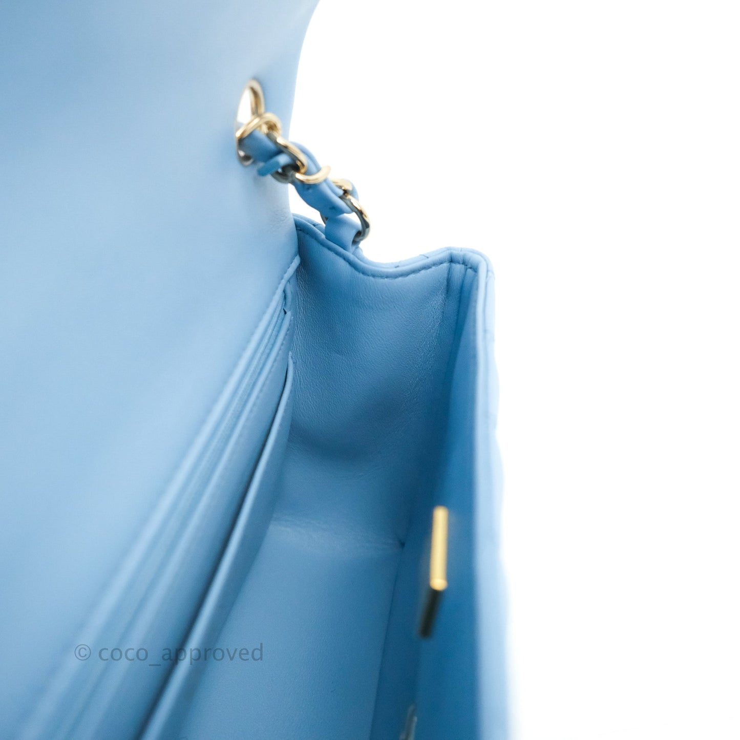 Chanel Quilted Mini Rectangular Flap Blue Lambskin Gold Hardware