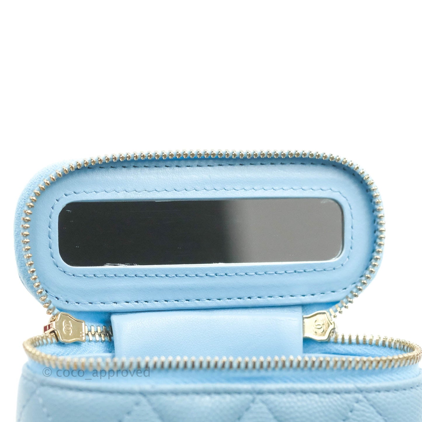 Chanel Classic Mini Vanity With Chain Blue Caviar Gold Hardware