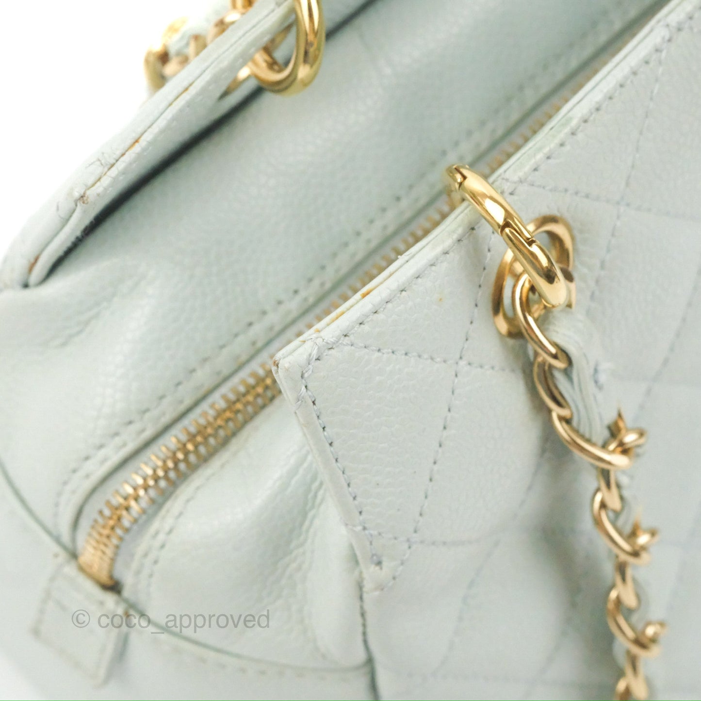 Chanel PTT Petite Timeless Shopping Tote Bag Light Tiffany Blue Caviar Gold Hardware