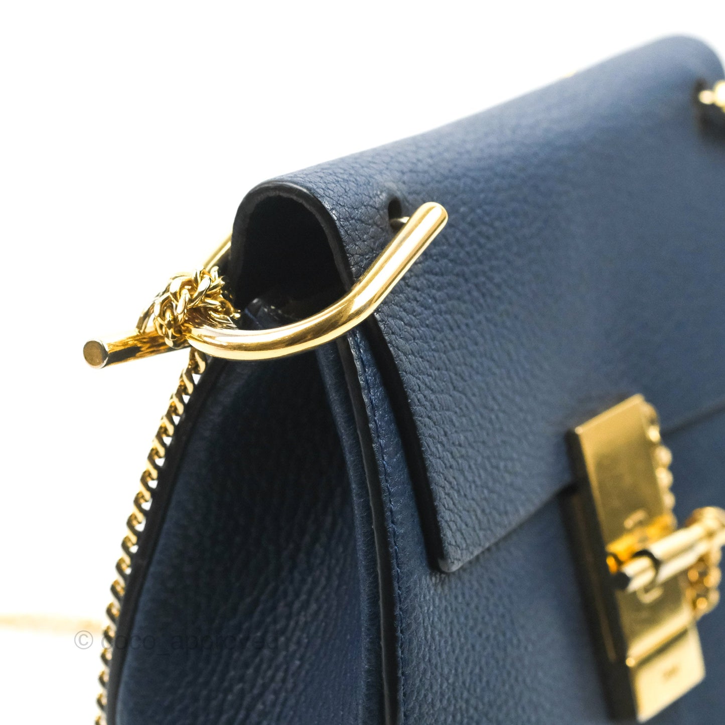 Chloe Mini Drew Crossbody Bag Navy Grained Leather
