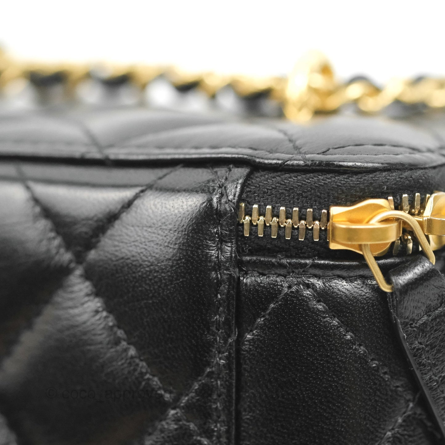 Chanel Vanity with Double Chain Black Shiny Lambskin 23C