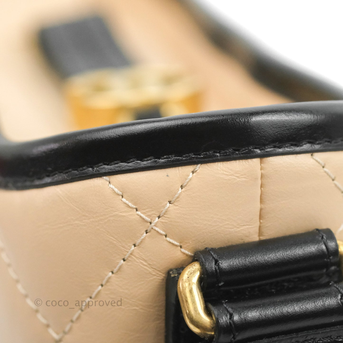 Chanel Quilted Small Gabrielle Hobo Black Beige Aged Calfskin