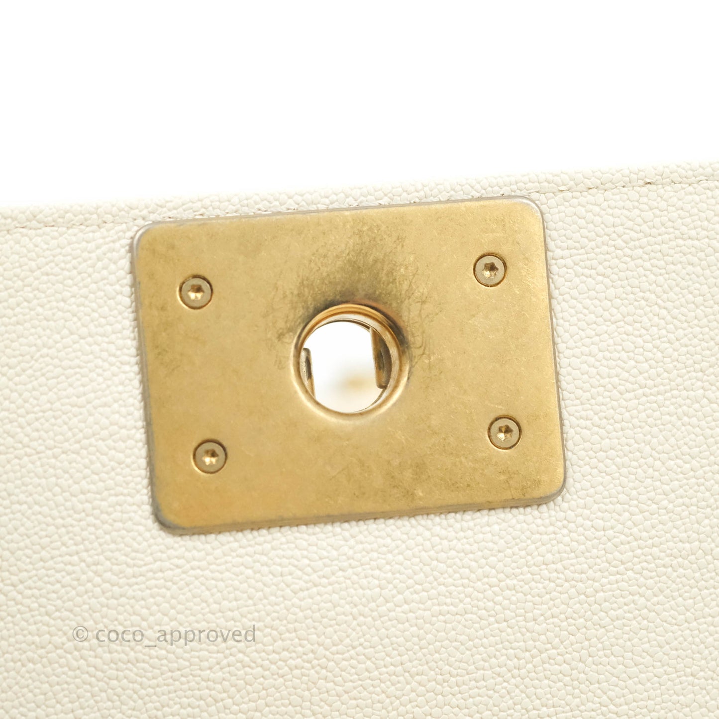Chanel Boy Small Quilted White Caviar Aged Gold Hardware