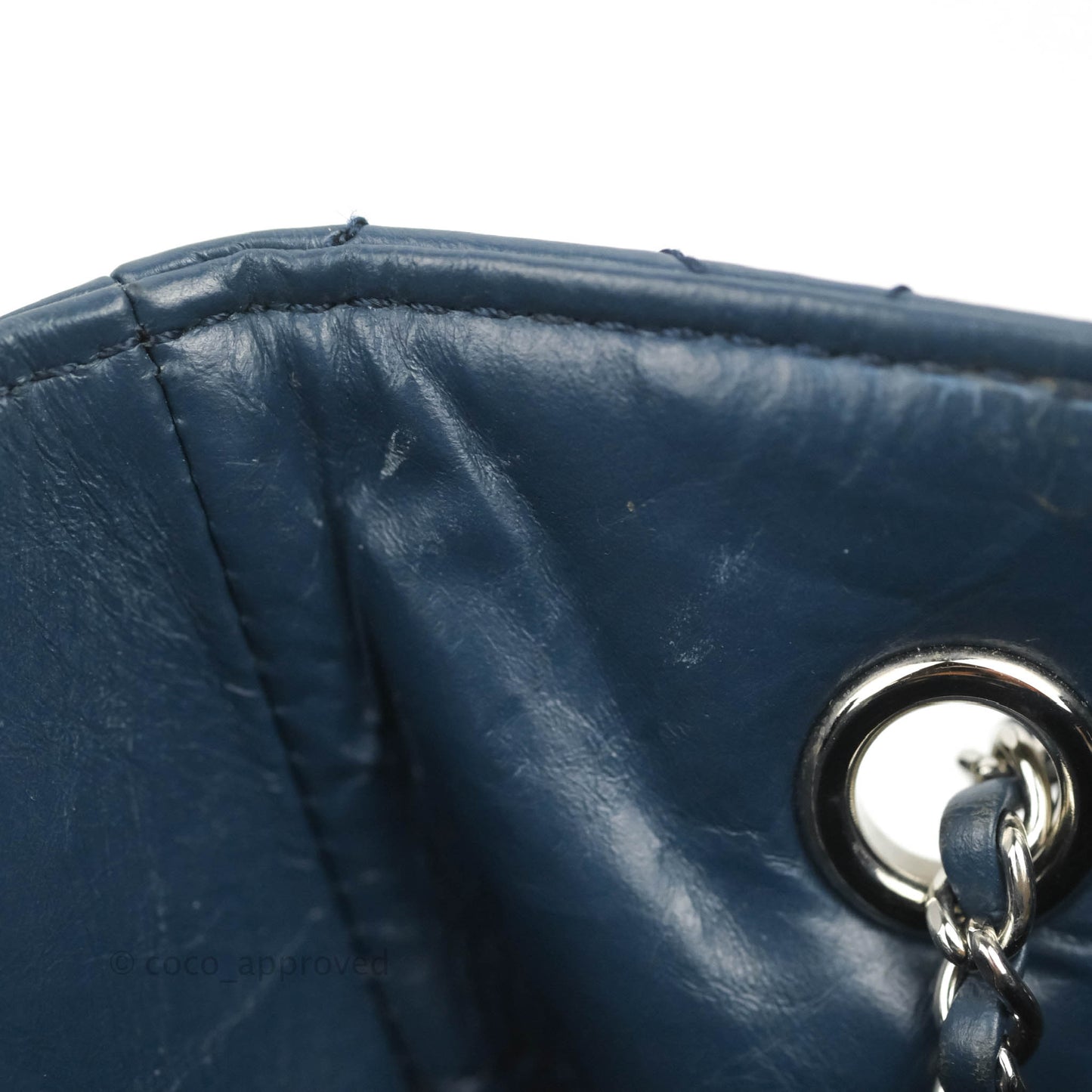 Chanel Drawstring Bucket Bag Dark Blue Aged Calfskin Silver Hardware