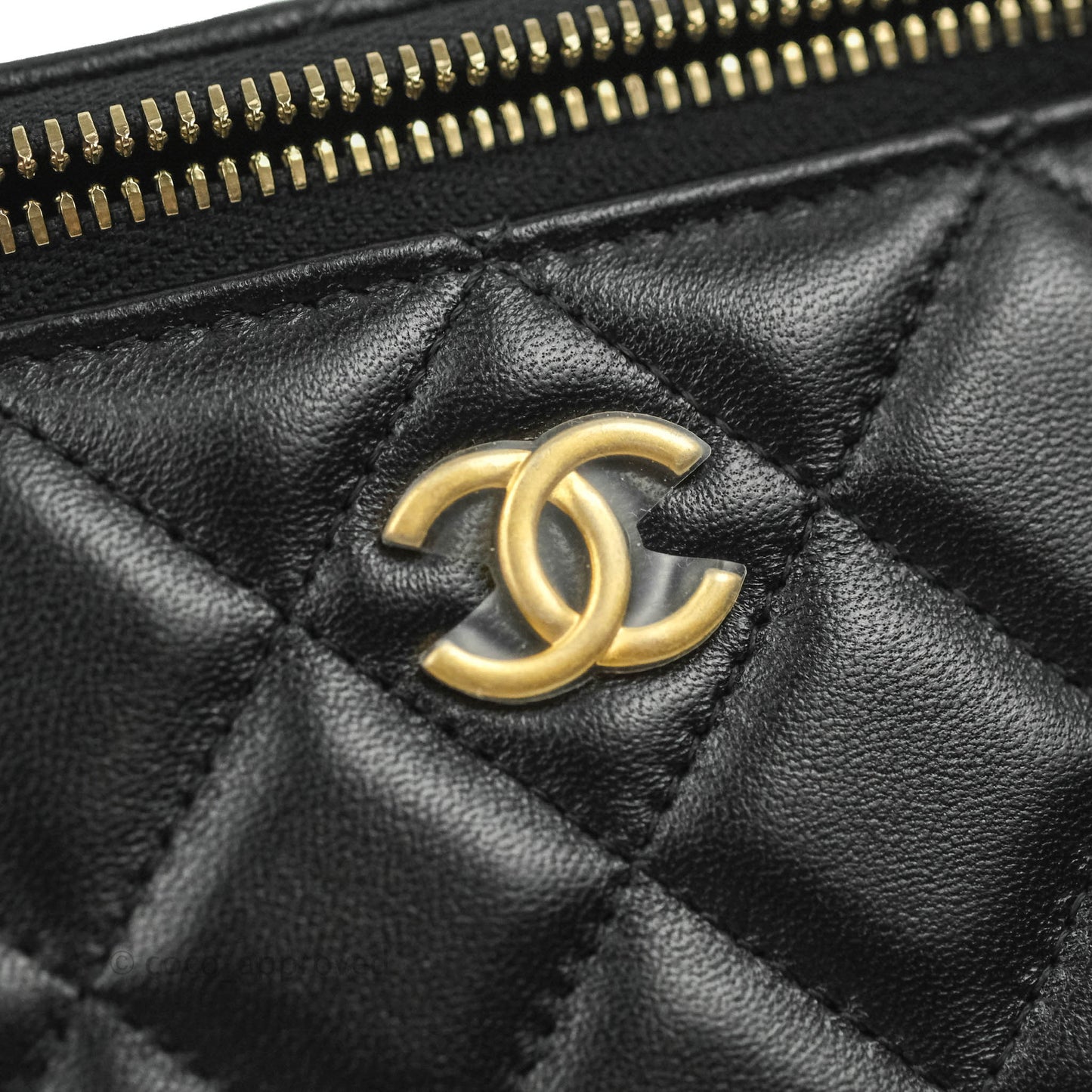 Chanel Vanity Rectangular Top Handle Black Lambskin Gold Hardware