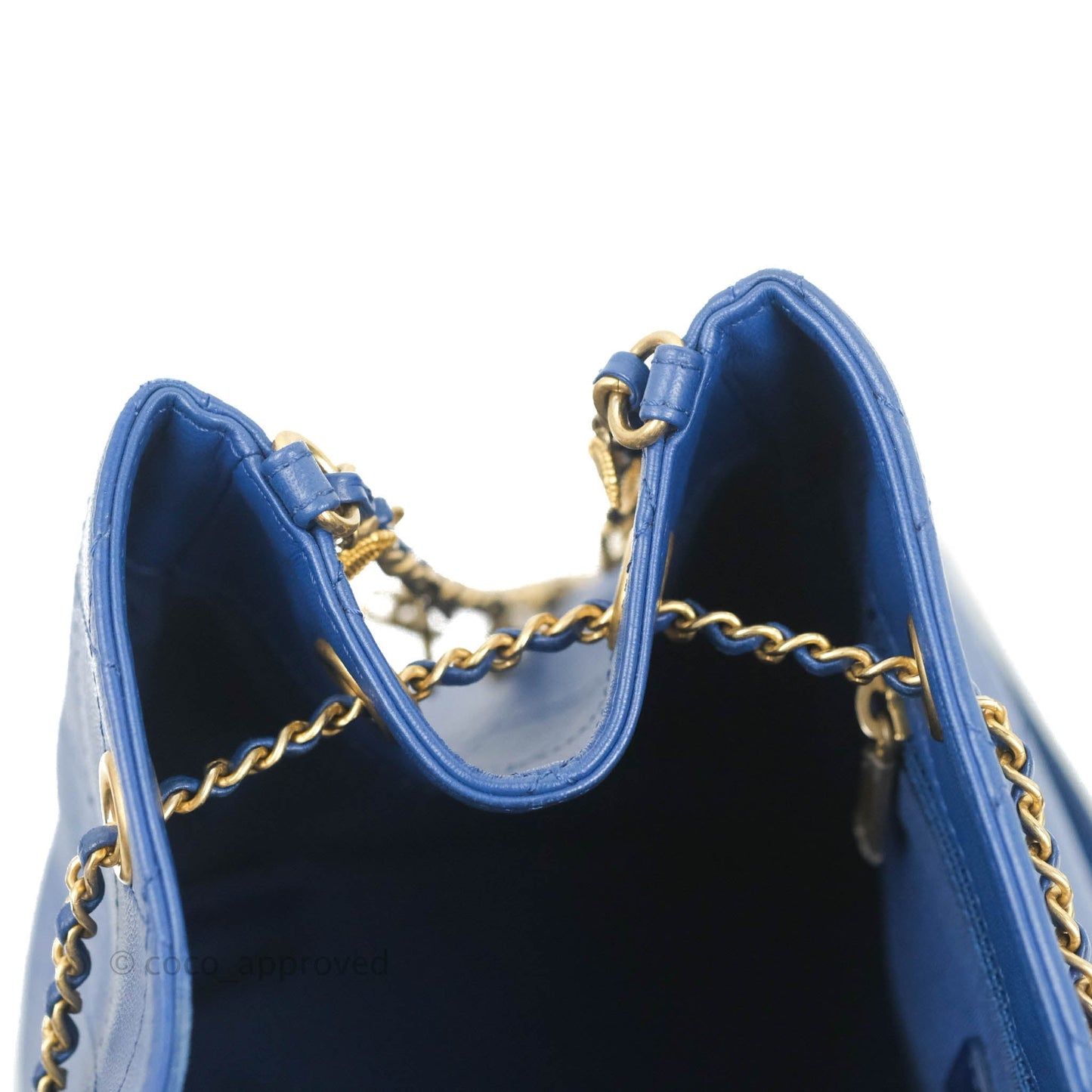 Chanel Egyptian Amulet Drawstring Bucket Bag Navy Aged Gold Hardware
