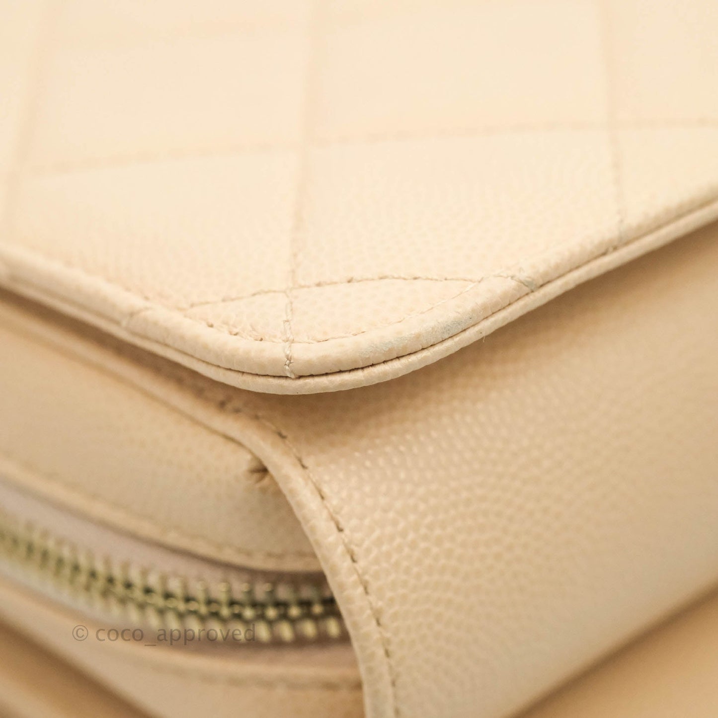 Chanel Quilted Small Like The Wallet Flap Light Beige Caviar Light Gold Hardware 22C