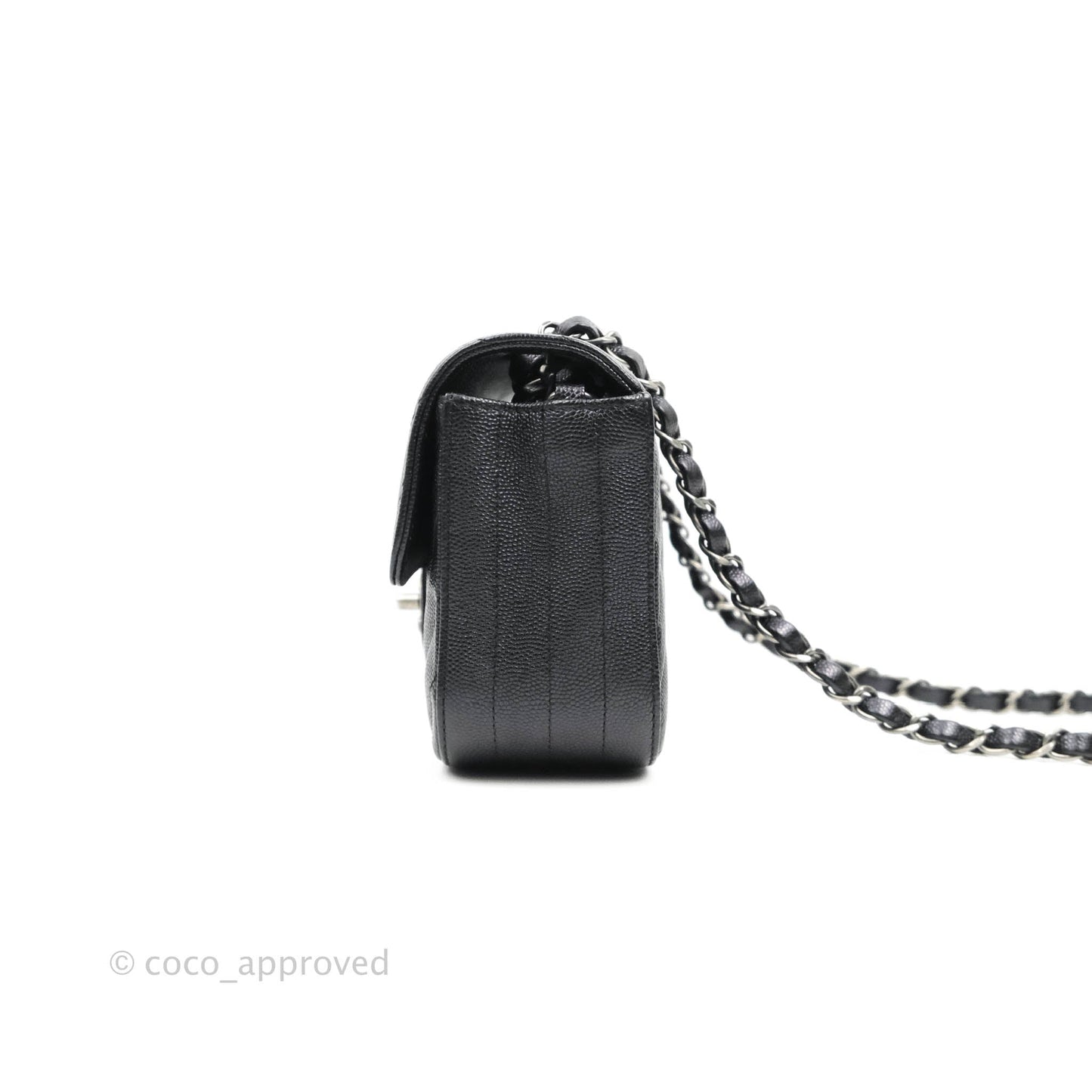 Chanel Chevron Mini Rectangular Flap Iridescent Black Caviar Ruthenium Hardware 17B