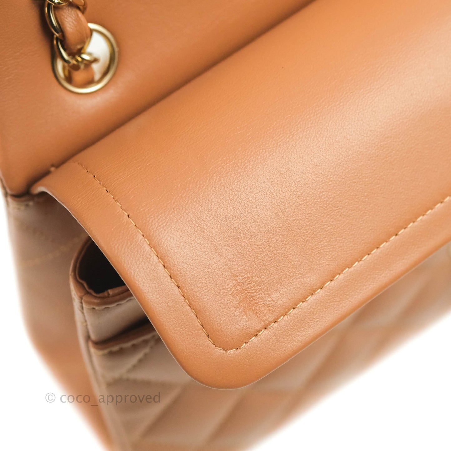Chanel Classic Small S/M Flap Dark Beige Caramel Lambskin Gold Hardware 22S