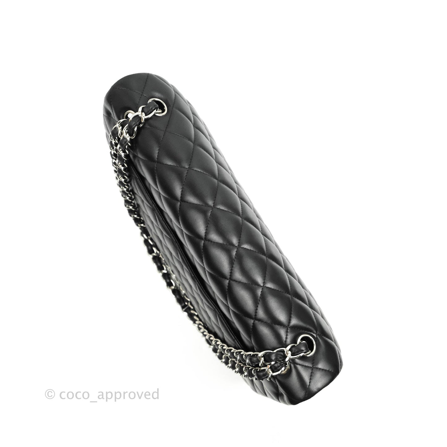 Chanel Quilted Maxi Single Flap Black Lambskin Silver Hardware