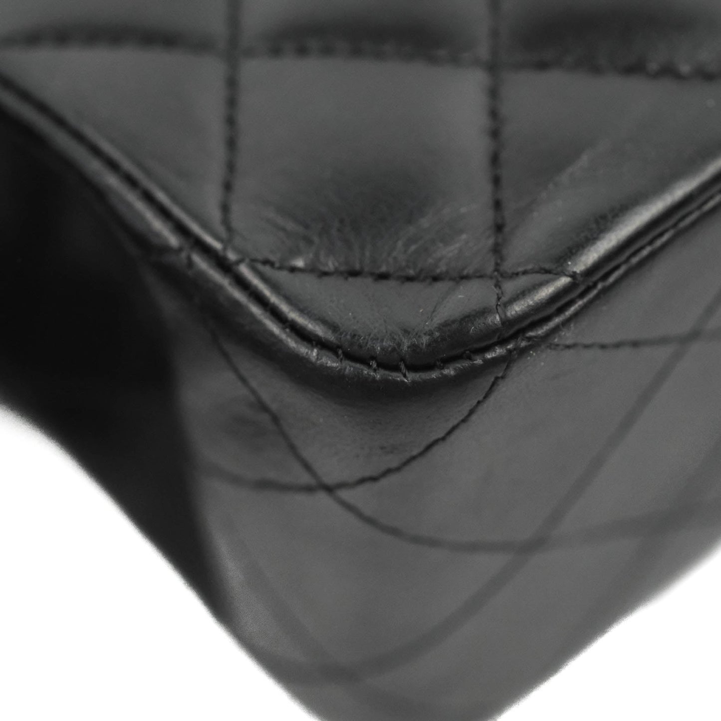 Chanel Classic M/L Medium Flap Quilted Black Lambskin Silver Hardware