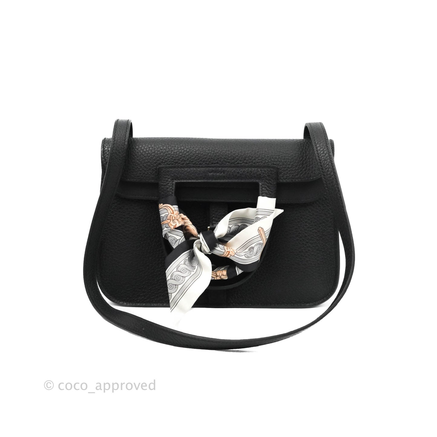 Hermès Halzan 25 Black Gold Hardware With Twilly