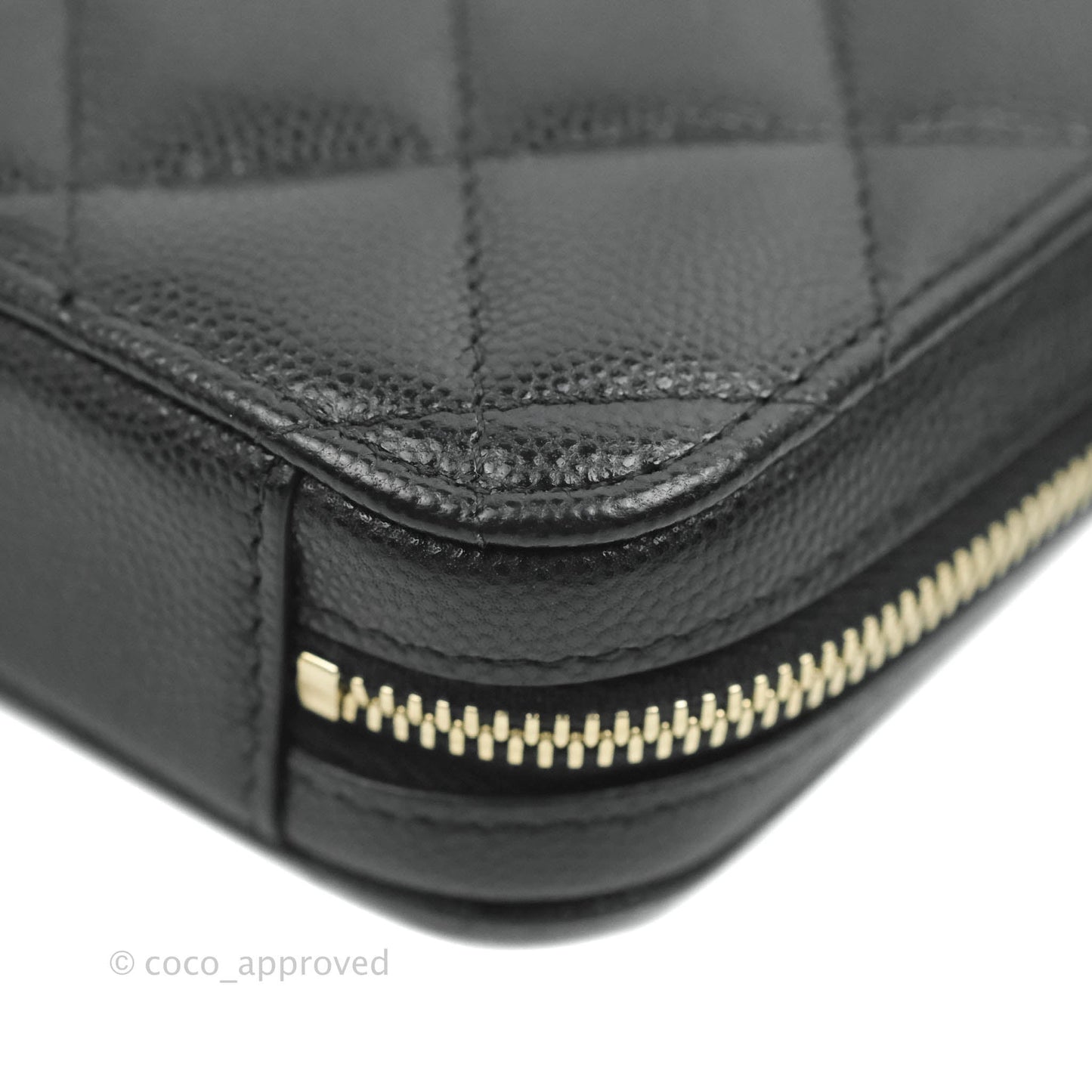Chanel Quilted WOC Phone Holder Black Caviar Gold Hardware